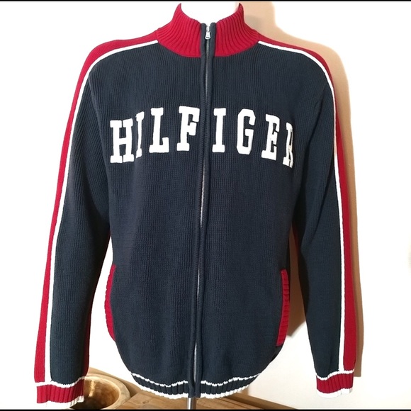 Tommy Hilfiger Spellout Zip Front Sweater